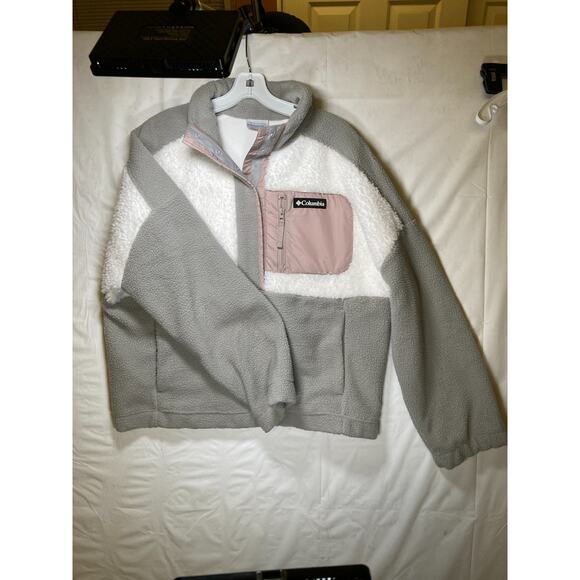 Columbia Women’s Quilted Faux Fur Lining Coat Jacket Beige Warm Size Large - Picture 1 of 9